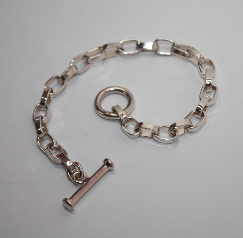 Sterling Silver Classic Chain Link Toggle Bracele… - image 5