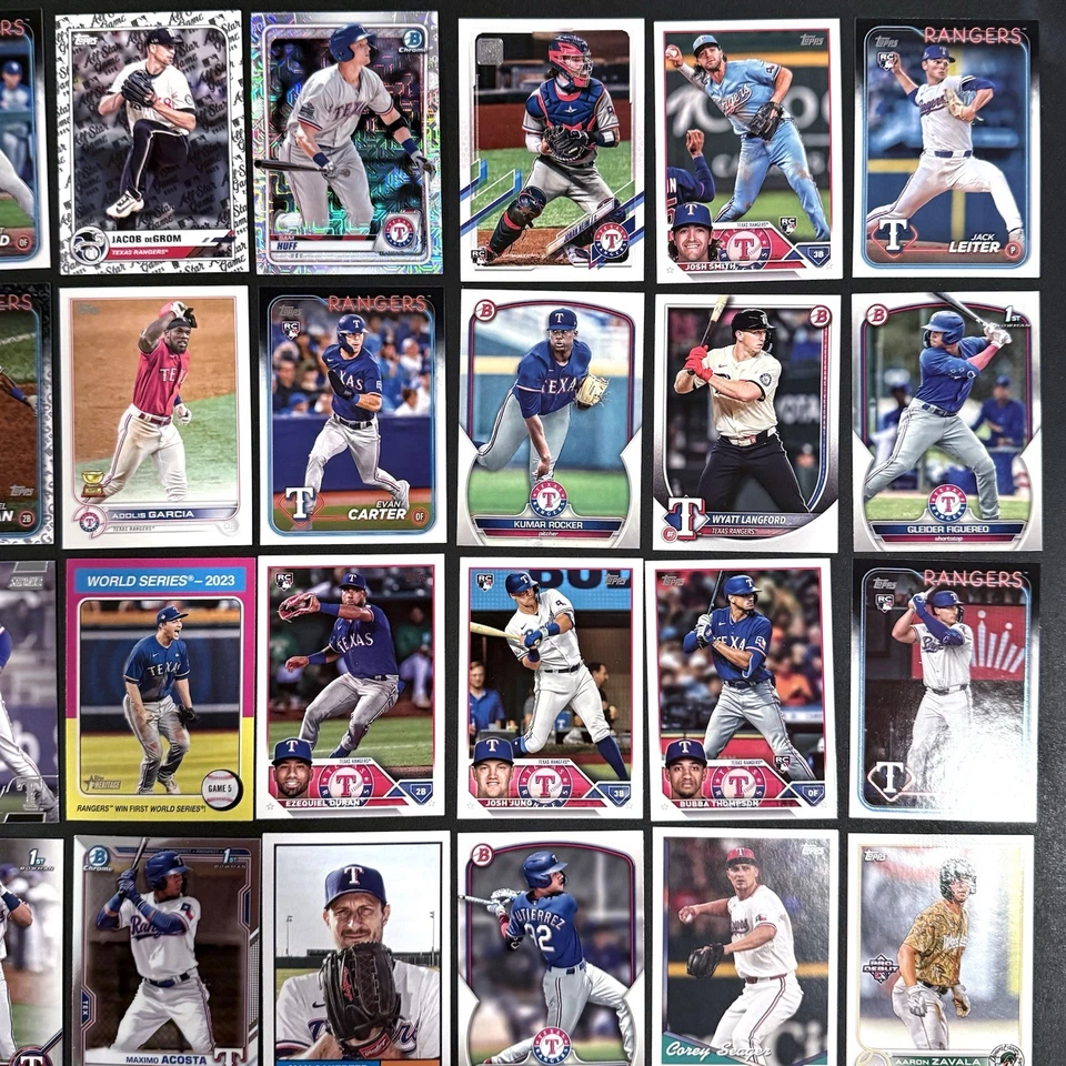 Lote de Texas Rangers (70) con refractor paralelos, tarjetas de novato RC, Prospects Holo + Foto 3 de 4