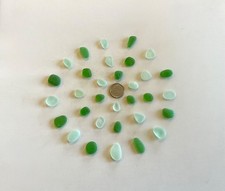 Beach Sea Glass 30 JQ Pieces Bright Green  Seafoam Genuine Surf-tumbled