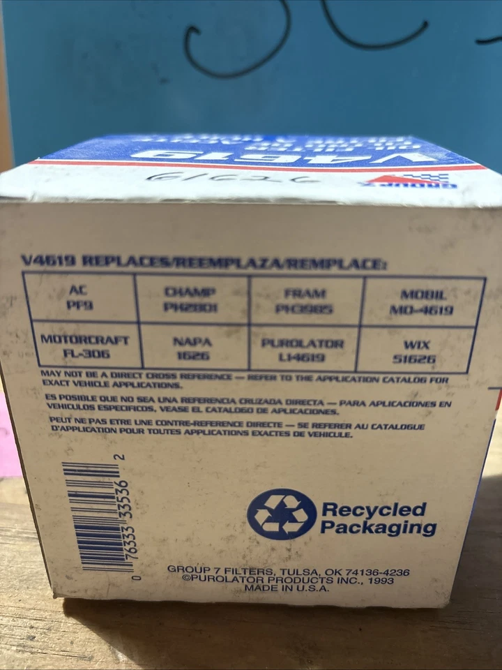 Group 7 Oil Filter V4619 NOS - Image 3 of 3