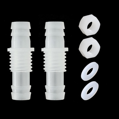 3/8'' Hose Barb Thru-Bulk Bulkhead Fitting Hex Barbed Fitting Plastic Adapter Uni