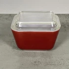 Vintage Pyrex Small Red Refrigerator Dish 1-1/2 Cup w/Ribbed Lid #501 Very Nice!