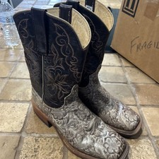 Anderson Boot Tooled Leather Square Toe Hand ...