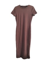 Shein Brown Maxi T-shirt Dress Long Bodycon Short Sleeve Jersey Stretch Size M