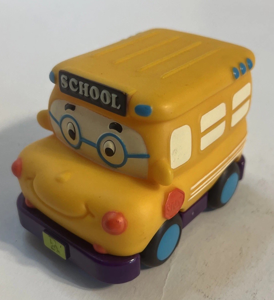 RARE My B Toys Yellow Bus Gus Mini Pull-Back School Bus 3.25