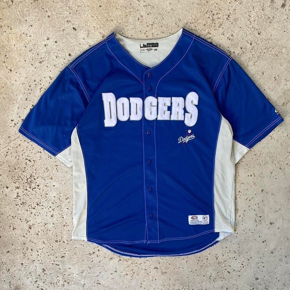 Vintage True Fan MLB Los Angeles Dodgers Blue Baseball Jersey Size XL
