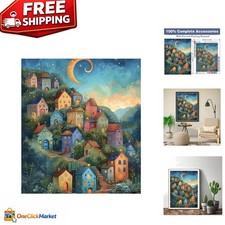 DIY Diamond Painting Kit with Moon House Designs - 5D Art for Adults 12x16