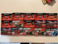 Lot Of 15 Sony C60HFR Cassette Tape Maxell UR90 TDK CD POWER 110 D90 Blank New