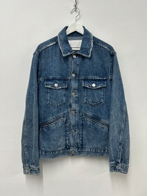 Isabel Marant Mens Jango Denim Trucker Jacket Blue Medium Faded Wash Logo