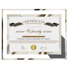 1 Pack 8.5x11 Picture Frame Glass Certificate Document Frame for Tabletop