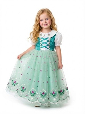 Girls Anna Frozen Princess Costume Dress Mint Green Teal Tulle Birthday  Party | eBay