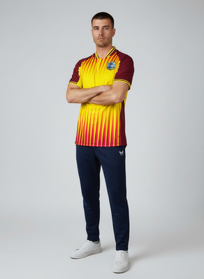 Castore Herren Cricket Top / West Indies / Yellow Maroon / UVP 60£