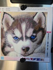 30x30cm Completed Diamond art Husky Puppy with Bright Blue eyes