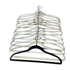 Lot Of 12 Velvet Flocked Clothing Hangers 11 Beige  1 Black Closet Organization