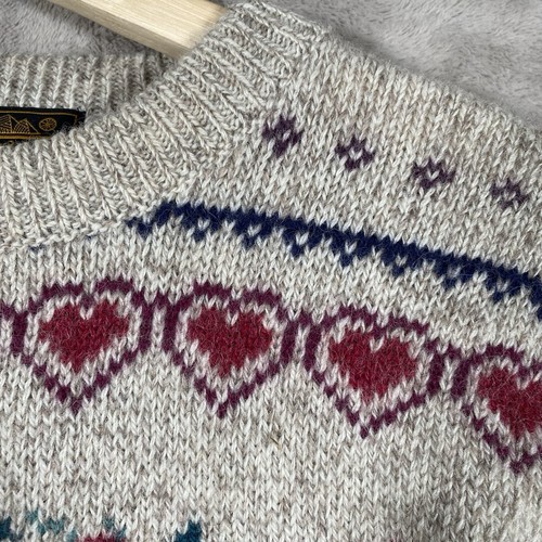 Vintage 90s Eddie Bauer Cat Sweater Women M Hearts Floral Cottagecore Grannycore - 第 4/12 張圖片