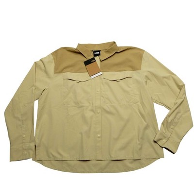 The North Face First Trail UPF Shirt Womens XL Beige Long Sleeve Button Up