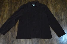 Briggs New York Dark Brown Faux Suede Collared Button Up Jacket Women's Size 12