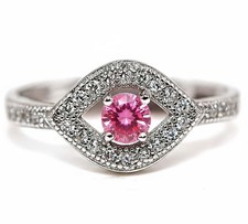2CT Treated Pink Sapphire  White Topaz 925 Solid Sterling Silver Ring Sz 8