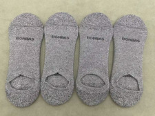 4 pairs Unisex Marl Cushioned No Shows Socks Size L gray