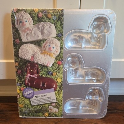 Wilton 1995 Lamb Mini Easter Cake Molds Cupcakes Sheet Pan Aluminum 2105-1275