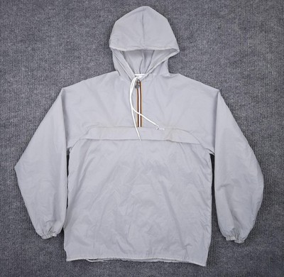 K-Way Jacket Mens Large Gray Hooded Anorak 1/4 Zip Packable Windbreaker Outdoor