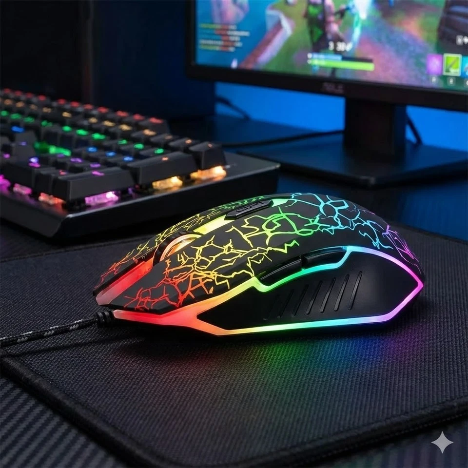 Wired RGB Gaming Mouse USB 4 Buttons Adjustable DPI Ergonomic PC Laptop - Image 2 of 4