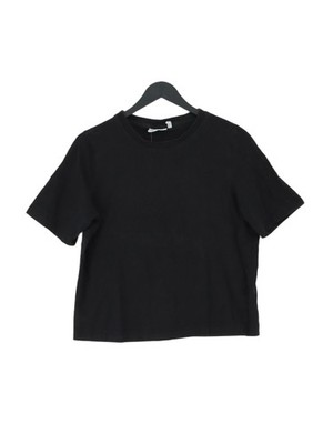 Weekday Women's T-Shirt XS Black 100% Other Short Sleeve Round Neck Basic