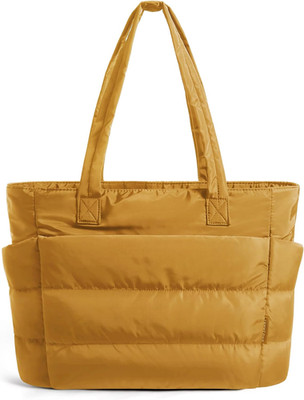 Women's Lightweight Puffy Tote Bag Travel Work Gym Shoulder Bag Compartments