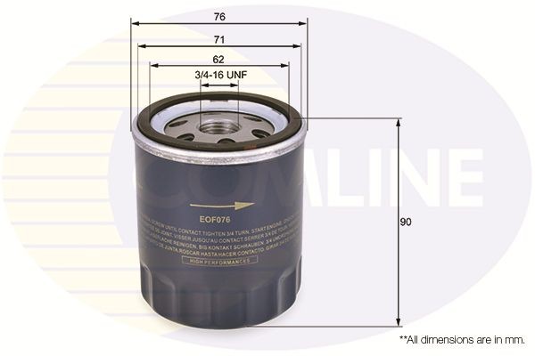 Oil Filter 76mm Outer ⌀ Fits Seat Arosa Skoda Fabia Octavia VW Lupo COMLINE