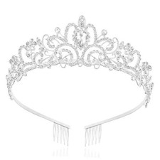 Crowns for Women, Queen Crystal Gold Silver Tiaras with 1 A. Silver White