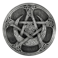 Pewter Moon Pentacle Paten Altar Pentagram Wiccan Ritual Tile Disk Dryad Design 