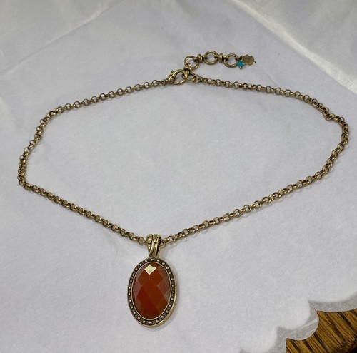 "Collar colgante de cornalina sintética capa 17""+ Lucky Brand vintage" - Imagen 2 de 4