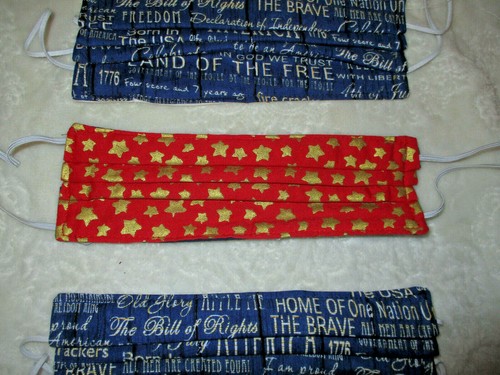 FACE MASKS~Adult Size~Patrotic Theme~3 qty. Handmade~NEW - Foto 4 di 6
