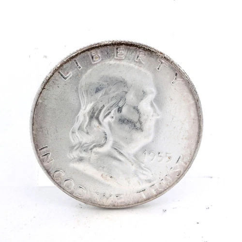 1955 50C Franklin Half Dollar Coin (  Brilliant Unc  ) 90% Silver Uncertified
