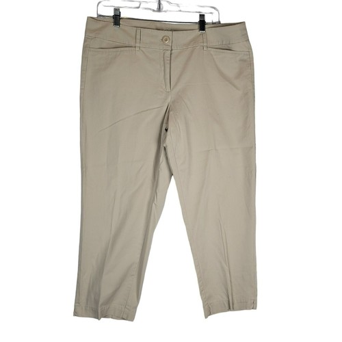 Ann Taylor Loft Original kurze Damenhose 12 hellbraun kurz geschnitten vorne flach Büro