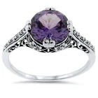 ART DECO STYLE 4 Ct COLOR CHANGING SIMULATED ALEXANDRITE 925 SILVER RING    163X