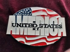 United States Of America Flag USA Belt Buckle Enamel USA