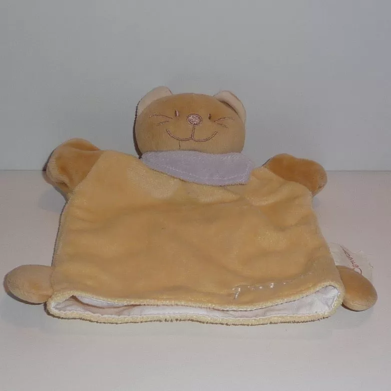 Doudou Chat Bengy Jaune Echarpe Mauve Patou