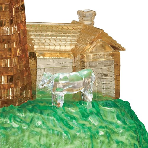 3D Crystal Puzzle - Windmühle 64 Teile Kristall Puzzle braun grün transparent - Bild 3 von 3