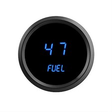 2 116 Universal Digital Fuel Gauge Blue Leds Black Bezel Lifetime Warranty
