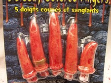 Set of 5 Life-size Severed Bloody Fingers Plastic Halloween Prop Horror NEW