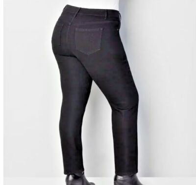 ソフト Avenue 1432 Denim Women's Plus Size Straight Leg Black Jeans