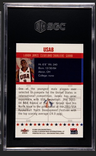 2004 Fleer Skybox USA Basketball Lebron James #USAB Graded Card SGC 9.5 Lakers - Picture 2 of 2