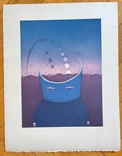 Jean-Michel Folon - Homme cosmique - Héliogravure en couleurs signée planche