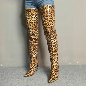leopard thigh high boots