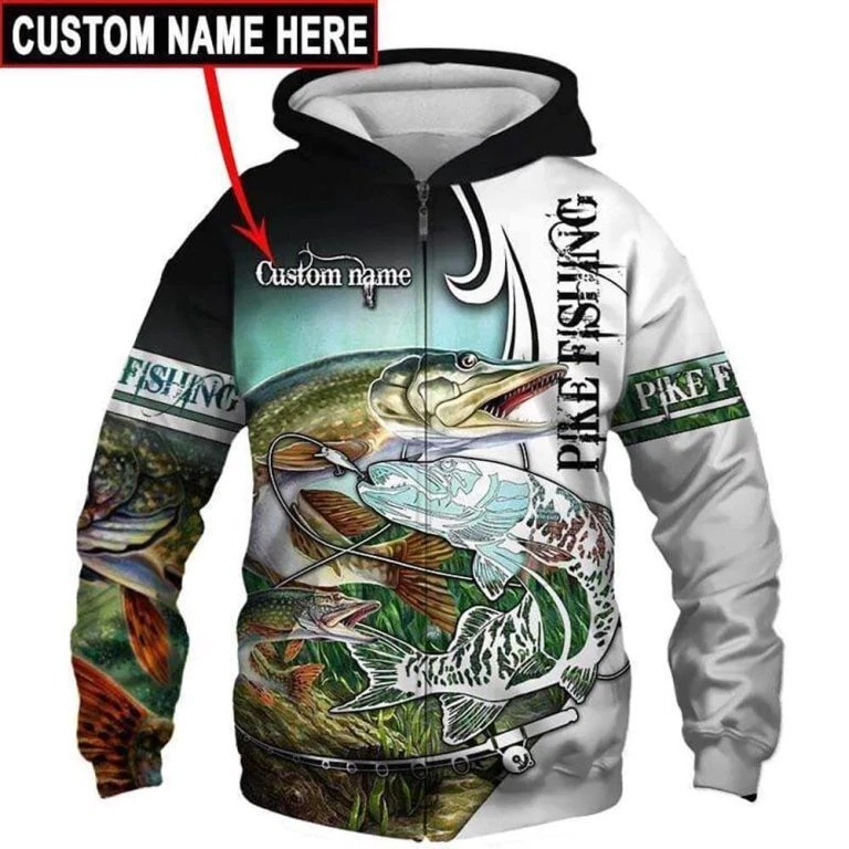 Northern Pike Fishing Personalized Zip 3D HOODIE Halloween Gift Best Price  | eBay
