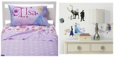 Disney Frozen Bedding - Sheets Set  Wall Decals - Elsa Anna - New in box