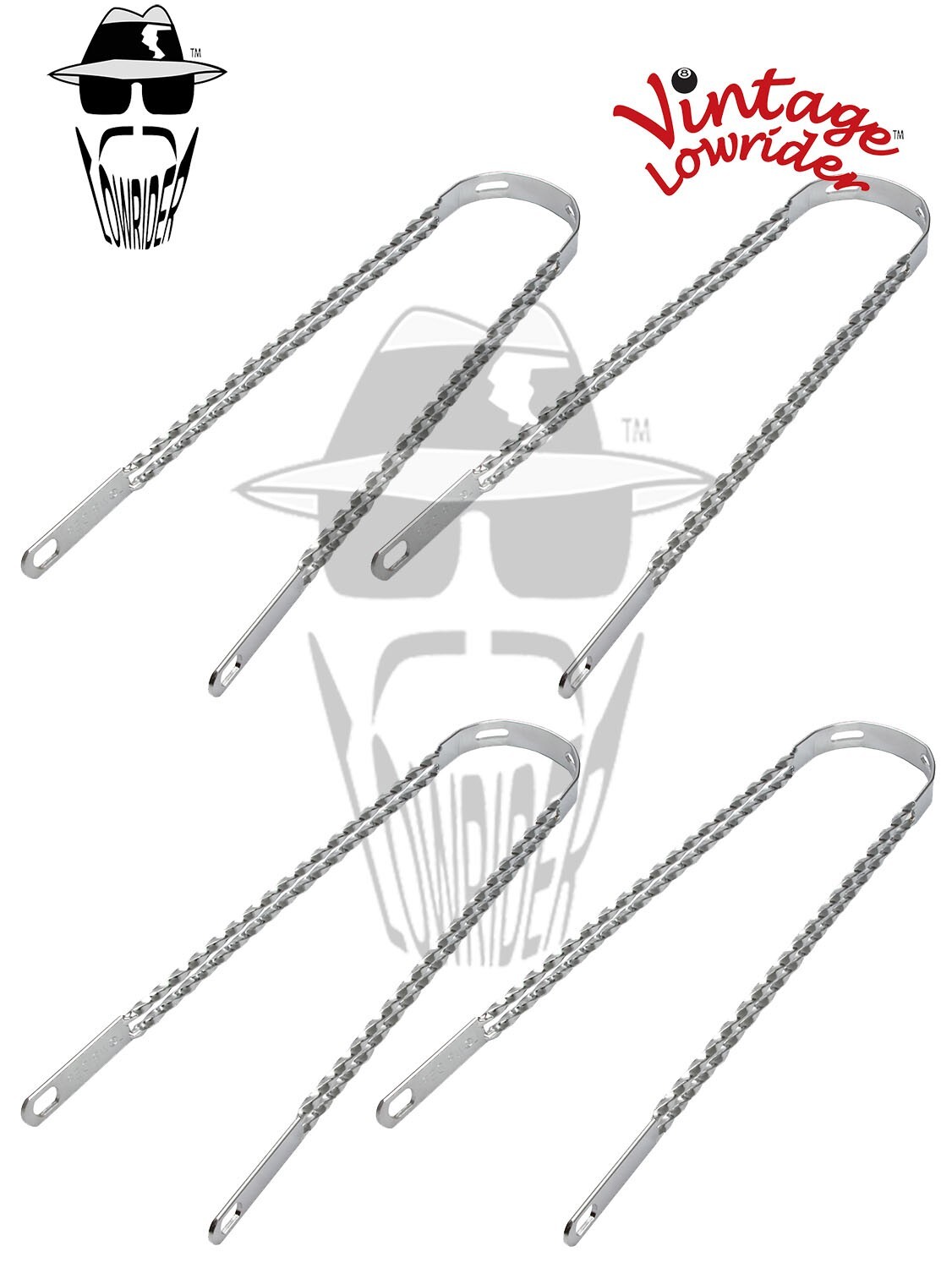 4 Vintage Lowrider 20" Double Square Twisted Fender Brace Chrome Bike Bicycle.