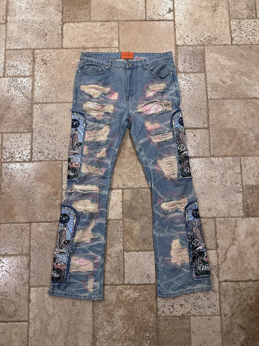Who Decides War WDW Pink Flamingo Patch Fusion Denim Jeans | eBay