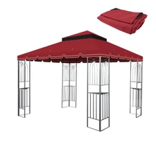 10x10 Ft Outdoor Patio Gazebo Replacement Canopy Double Tiered Gazebo Tent Roof